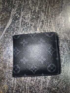 Black Designer Monogram Bi-Fold Wallet